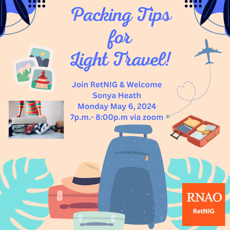 Packing Tips for Light Travel Zoom Monday May 6 at 7pm.